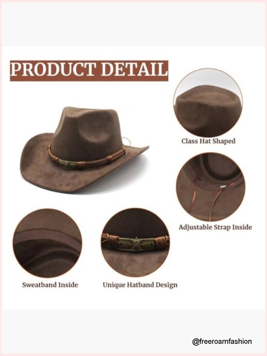 Suede Cowboy Hat for Women Men Western Cowgirl Rodeo Hat Outdoor Work main image 4